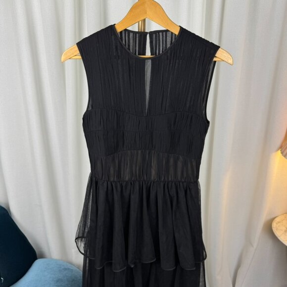 Johnathan Simkhai Tiered Tulle Plisse Midi Dress size 4 - Picture 9 of 11